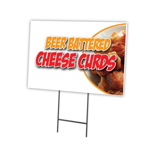 Signmission Beer Battered Cheese Cu Yard & Stake outdoor plastic coroplast window, 1216 Beer Battered Cheese Cu C-1216 Beer Battered Cheese Cu - main